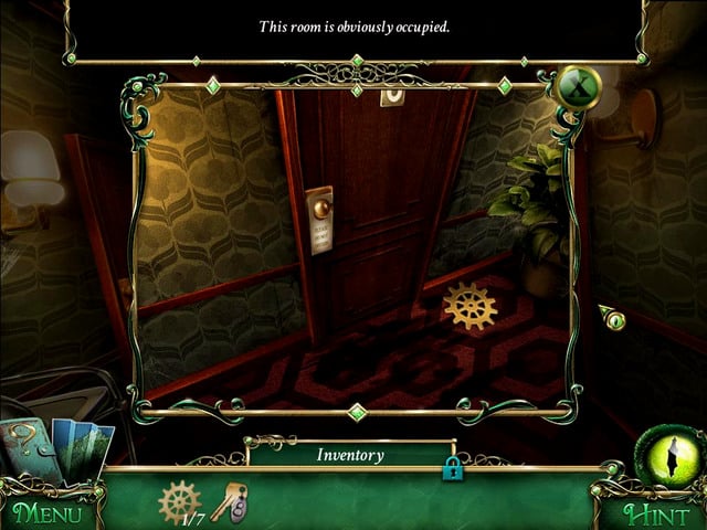 Corridor: gear lies on the ground next to an entrance to the room 6 - Collectibles - Collectibles and puzzles - 9 Clues: The Secret of Serpent Creek - Game Guide and Walkthrough