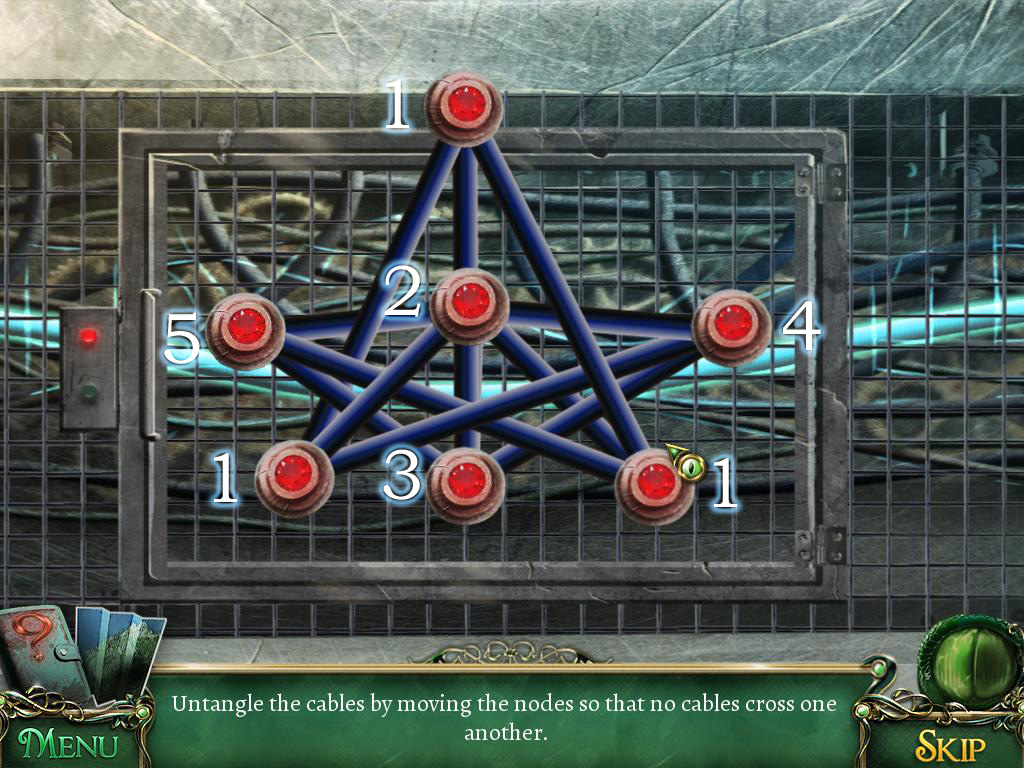 For cables not to get cut, you have to place red points in the particular way - Puzzles - Collectibles and puzzles - 9 Clues: The Secret of Serpent Creek - Game Guide and Walkthrough