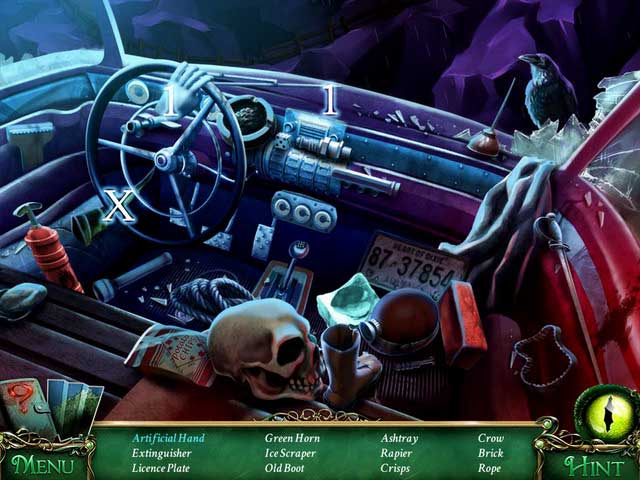 Crucial item [X] - Green horn - Hidden-object scenes - Collectibles and puzzles - 9 Clues: The Secret of Serpent Creek - Game Guide and Walkthrough