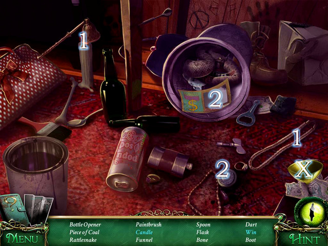 Crucial item [X] - Funnel - Hidden-object scenes - Collectibles and puzzles - 9 Clues: The Secret of Serpent Creek - Game Guide and Walkthrough