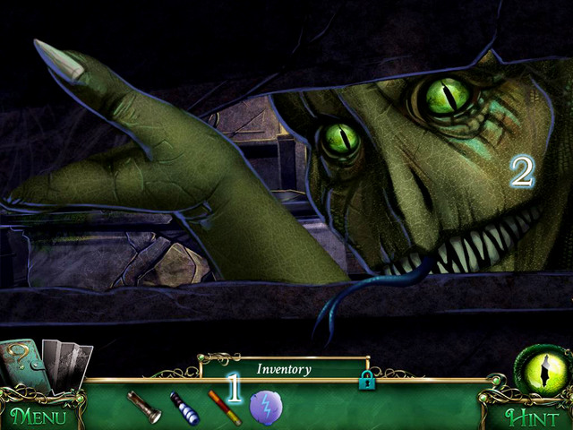 When monster finds you, use a Flare [1] to scare him out [2] - Cemetery - Main storyline - 9 Clues: The Secret of Serpent Creek - Game Guide and Walkthrough