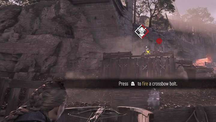 You must use a stationary crossbow mounted on the boat - Plague Tale Requiem: Chapter 5, Find a way to reach the boat - walkthrough - Chapter 5 - In Our Wake - A Plague Tale Requiem Guide, Walkthrough