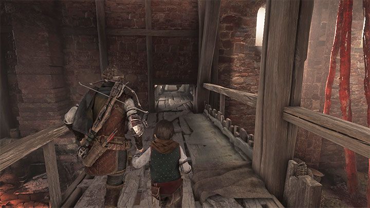 Once you reach the upper floor, you need to crouch and squeeze through a hole in the wall - Plague Tale Requiem: Chapter 6 (Leaving All Behind - list of secrets - Hugo Herbarium and Souvenirs - A Plague Tale Requiem Guide, Walkthrough