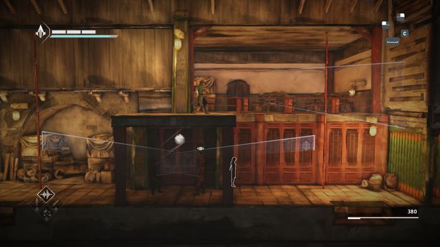 To collect another shard you must hang on the ceiling - Shards in sequence 11 - The Betrayal - Animus shards - Assassins Creed Chronicles: China - Game Guide and Walkthrough