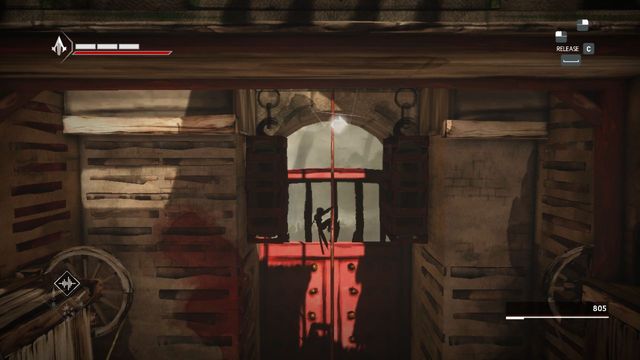 Next shard is between extenders of the gate in the Watchtower - Shards in sequence 11 - The Betrayal - Animus shards - Assassins Creed Chronicles: China - Game Guide and Walkthrough