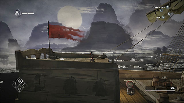 You will see the secret after passing the second mast - Shards in sequence 3 - The Port - Animus shards - Assassins Creed Chronicles: China - Game Guide and Walkthrough