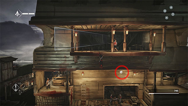 Shard is under the platform with third informant - Shards in sequence 3 - The Port - Animus shards - Assassins Creed Chronicles: China - Game Guide and Walkthrough