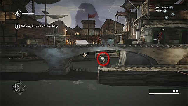 Shard is under the bridge and it is very easy to see it - Shards in sequence 3 - The Port - Animus shards - Assassins Creed Chronicles: China - Game Guide and Walkthrough