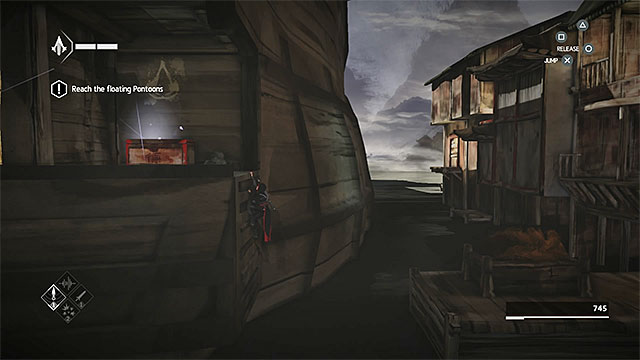 Reach the left ledge after leaving the ship and making a leap of faith - Treasure chests in sequence 3 - The Port - Treasure chests - Assassins Creed Chronicles: China - Game Guide and Walkthrough