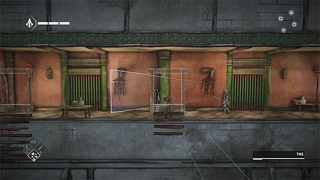 Use the post for cover and watch out for new wind-bells - The Slaver - walkthrough for sequence 4 - Walkthrough - Assassins Creed Chronicles: China - Game Guide and Walkthrough