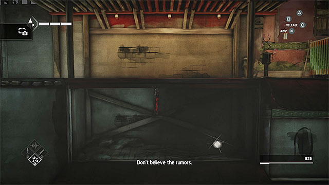 Drop down to reach the ledge with secret - Shards in sequence 4 - The Slaver - Animus shards - Assassins Creed Chronicles: China - Game Guide and Walkthrough