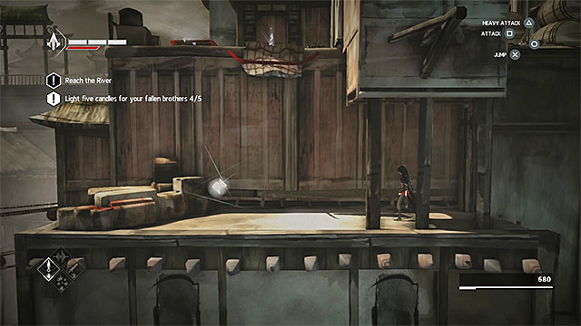 Shard is below the ledge with last candle - Shards in sequence 6 - The Search - Animus shards - Assassins Creed Chronicles: China - Game Guide and Walkthrough