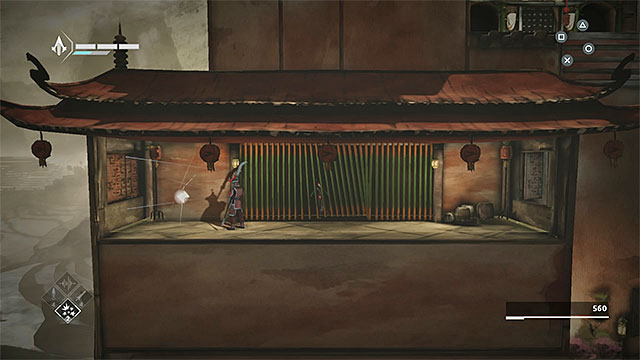 Use curtains to carefully get close to the secret - Shards in sequence 7 - The Snake - Animus shards - Assassins Creed Chronicles: China - Game Guide and Walkthrough