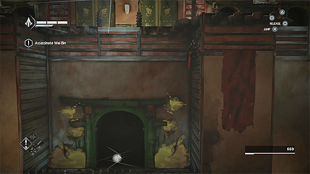 Jump to the lower ledge with data shard - Shards in sequence 7 - The Snake - Animus shards - Assassins Creed Chronicles: China - Game Guide and Walkthrough