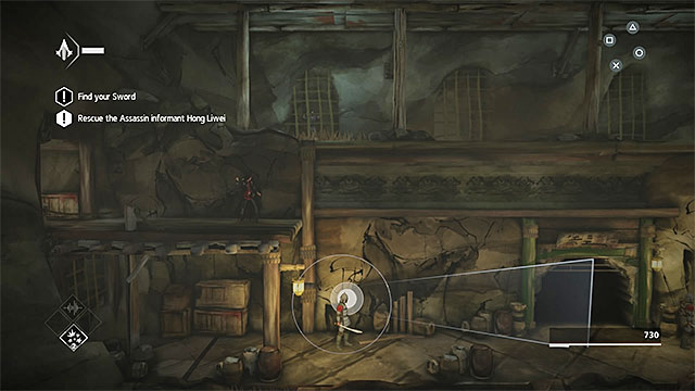 Use firecrackers on single enemy - The Escape - walkthrough for sequence 1 - Walkthrough - Assassins Creed Chronicles: China - Game Guide and Walkthrough