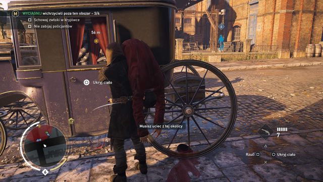 Move the body near the carriage and you will be able to hide it inside. - Carriages | Moving - Moving - Assassins Creed: Syndicate Game Guide & Walkthrough