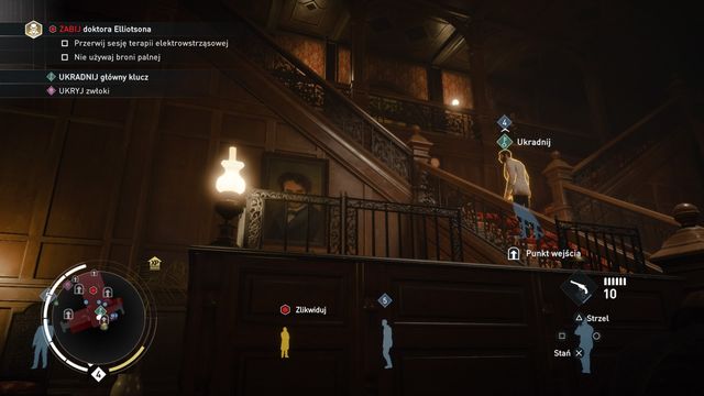 The target holding the key is walking on the main stairs. - 05 - Overdose | Syndicate Sequence 4 Walkthrough - Sequence 4 - Assassins Creed: Syndicate Game Guide & Walkthrough