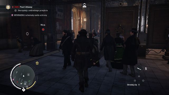 By following the crowd you can safely bypass the enemies guarding the passage. - 05 - End of the Line | Syndicate Sequence 5 Walkthrough - Sequence 5 - Assassins Creed: Syndicate Game Guide & Walkthrough