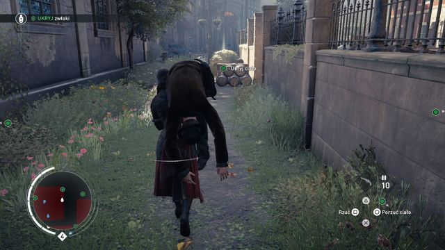 You better avoid being seen when moving the corpse. - 02 - Nigel in For the Chop | Train Hideout Memories - Train Hideout Memories - Assassins Creed: Syndicate Game Guide & Walkthrough