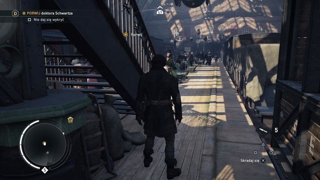 Waiting under the stairs for the doctor will allow you to quickly and safely kidnap him. - 01 - The Berlin Specimen | Charles Darwin Memories - Charles Darwin Memories - Assassins Creed: Syndicate Game Guide & Walkthrough