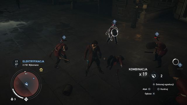 One voltaic bomb just stunned four enemies. - Melee combat | Fighting - Fighting - Assassins Creed: Syndicate Game Guide & Walkthrough