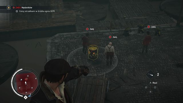 Aiming at a fire source you may quickly eliminate an entire group of enemies. - Range combat | Fighting - Fighting - Assassins Creed: Syndicate Game Guide & Walkthrough