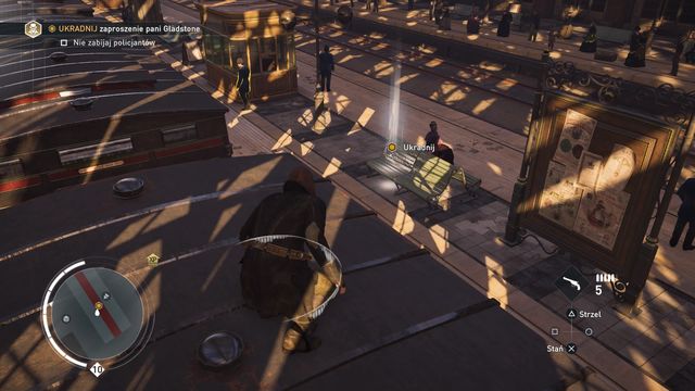 Jump from the top of the train onto the bench. - 01 - Double Trouble | Syndicate Sequence 9 Walkthrough - Sequence 9 - Assassins Creed: Syndicate Game Guide & Walkthrough