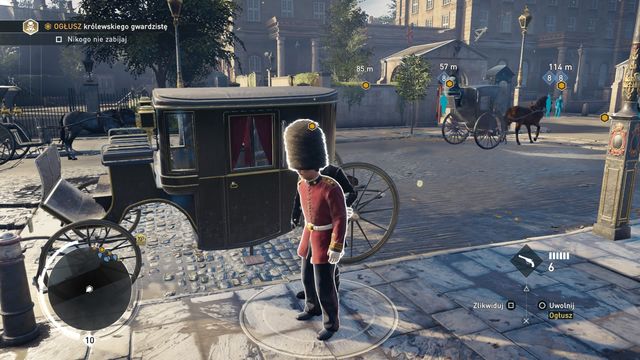 Knock out the royal guard right near the carriage to complete an optional objective. - 02 - Dress to Impress | Syndicate Sequence 9 Walkthrough - Sequence 9 - Assassins Creed: Syndicate Game Guide & Walkthrough