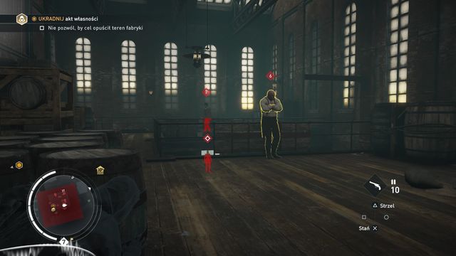 Once on the highest floor, lure the enemy by whistling from behind the cover from where you can perform a silent assassination. - 04 - One Good Deed | Syndicate Sequence 6 Walkthrough - Sequence 6 - Assassins Creed: Syndicate Game Guide & Walkthrough