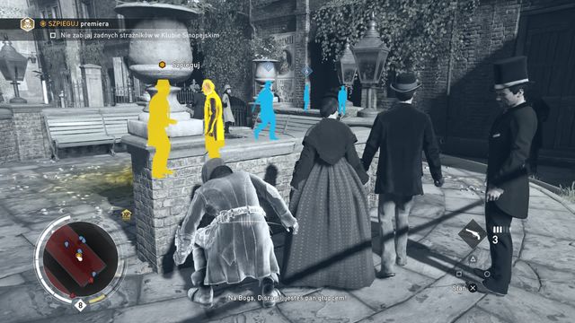 Walk around the wall, avoiding the policeman. - 01 - Playing Politics | Syndicate Sequence 7 Walkthrough - Sequence 7 - Assassins Creed: Syndicate Game Guide & Walkthrough