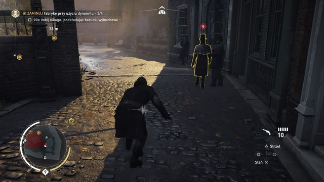 Stunning the enemies patrolling the factory surroundings is easy and it can protect you from being detected. - 03 - Fun and Games | Syndicate Sequence 8 Walkthrough - Sequence 8 - Assassins Creed: Syndicate Game Guide & Walkthrough