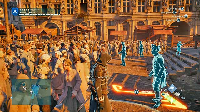 The second answer is in front of the city hall, on the ground, right next to the guillotine, on the very edge of the restricted area - Side quests | Hotel de Ville map in AC Unity - Hotel de Ville - Assassins Creed: Unity Game Guide & Walkthrough