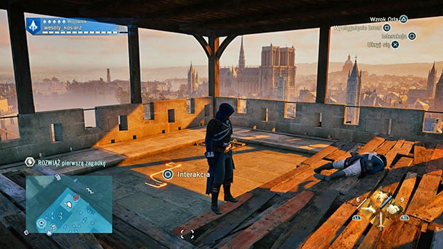 The first answer is in the Grand Chatelet tower - Side quests | Hotel de Ville map in AC Unity - Hotel de Ville - Assassins Creed: Unity Game Guide & Walkthrough