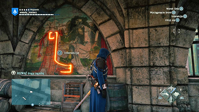 The second solution is in the Southern part of the Holy of Innocents, at its inner side, there is a painting on the wall - Side quests | Hotel de Ville map in AC Unity - Hotel de Ville - Assassins Creed: Unity Game Guide & Walkthrough