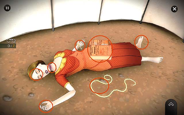 Then look at the body (7 clues) - Examine the crime scene - Chapter two - Bexhill - Agatha Christie: The ABC Murders - Game Guide and Walkthrough
