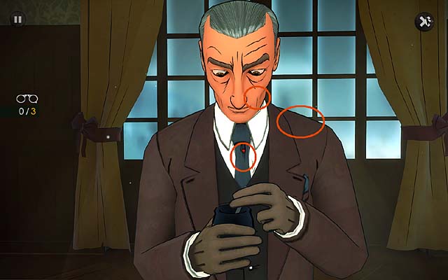 Being in the lounge make an observation of Franklin Clarke - Question the victims brother - Chapter three - Churston - Agatha Christie: The ABC Murders - Game Guide and Walkthrough