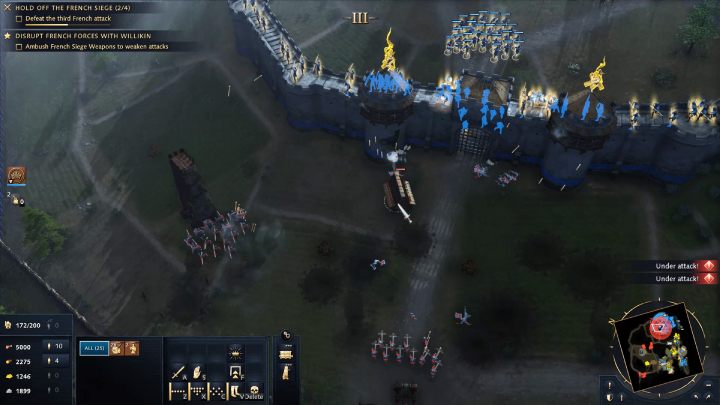 The next enemy wave will again consist of several battering rams, siege towers, infantry, and archers divided into 2 groups - Age of Empires 4: The Siege of Dover (The Normans) - walkthrough - The Normans - Age of Empires 4 Guide