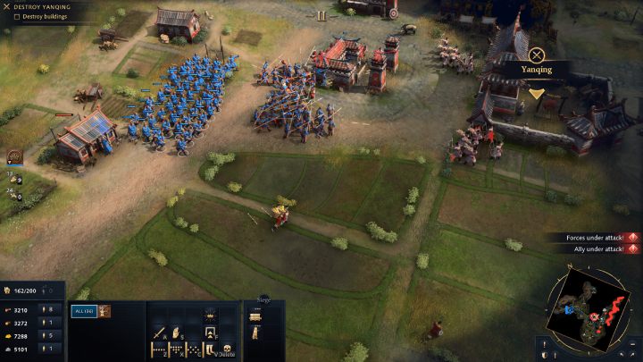Move your entire army east and attack the nearby town, defended by a handful of infantry and archers - Age of Empires 4: The Great Wall (The Mongol Empire) - walkthrough - The Mongol Empire - Age of Empires 4 Guide
