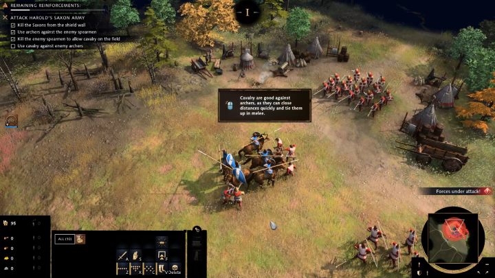 Once the spearmen are defeated, attack the enemy archers with cavalry - Age of Empires 4: The Battle of Hastings (The Normans) - walkthrough - The Normans - Age of Empires 4 game guide