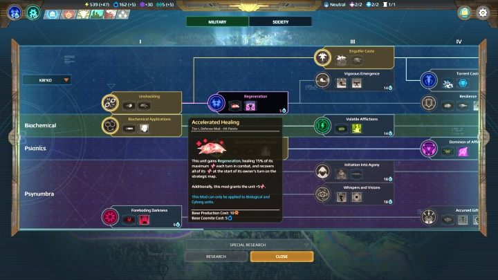 Regeneration is a must-have for this faction. - KirKo | Factions in Age of Wonders Planetfall - Factions - Age of Wonders Planetfall Guide