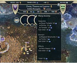 each city generates a specific amount of gold, mana production points, research points and population per turn - Expansion of the Empire - Cities - Age of Wonders III - Game Guide and Walkthrough