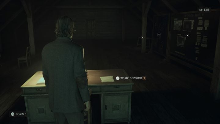 Alan can freely move around the room and interact with selected objects representing the various functions of the Writer's Room - Alan Wake 2: Writers Room - Basics - Alan Wake 2 Guide