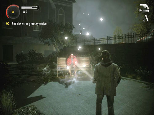 Youll find yourself on the small parking lot with a floating manuscript page - Alan Wake: DLC 1 The Signal Part 2 - walkthrough - Walkthrough - Alan Wake Game Guide & Walkthrough