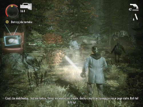 Keep on running until you get into woods - Alan Wake: DLC 1 The Signal Part 2 - walkthrough - Walkthrough - Alan Wake Game Guide & Walkthrough