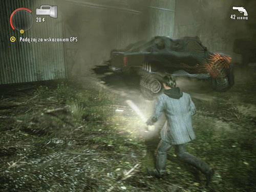 Use the blue crane to go to the large yard - Alan Wake: DLC 1 The Signal Part 2 - walkthrough - Walkthrough - Alan Wake Game Guide & Walkthrough