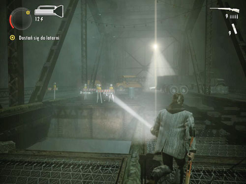 Walk further over logs, until you get to the large red lit bridge - Alan Wake: DLC 2 The Writer Part 2 - walkthrough - Walkthrough - Alan Wake Game Guide & Walkthrough