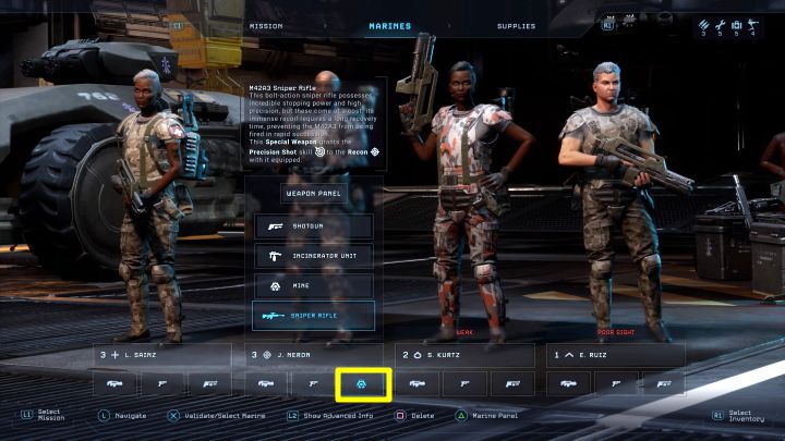 The last step is to assign a sniper rifle to the Recon - Aliens Dark Descent: How to use a sniper rifle for stealth kills? - FAQ - Aliens Dark Descent Guide