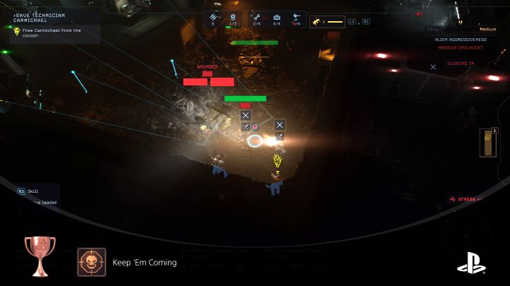 Comment: The recommended combat tactics are described on a separate page called How to repel a massive onslaught - Aliens Dark Descent: All Trophies / Achievements, trophy guide - Appendix - Aliens Dark Descent Guide