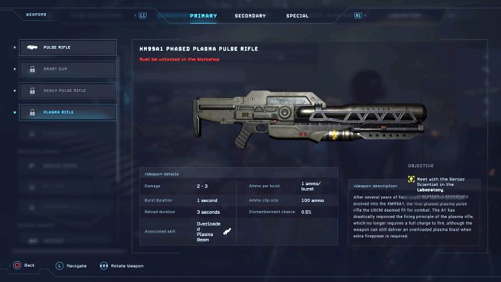 Requirements: Level 10, 300 materials - Aliens Dark Descent: List of best weapons - Basics - Aliens Dark Descent Guide