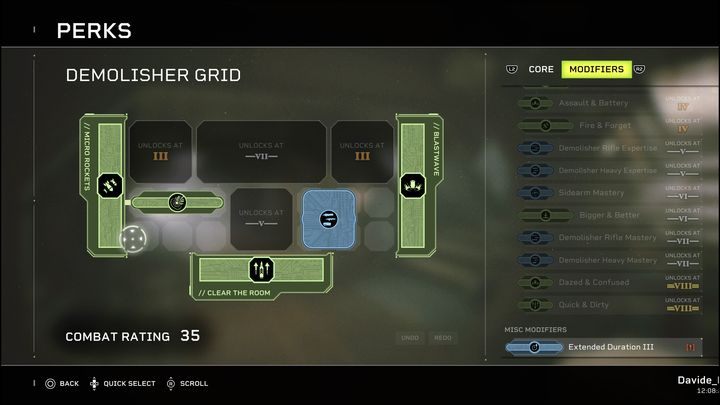 Each perk takes up some space in the perk grid - Aliens Fireteam Elite: Perks - Basics - Aliens Fireteam Elite Guide
